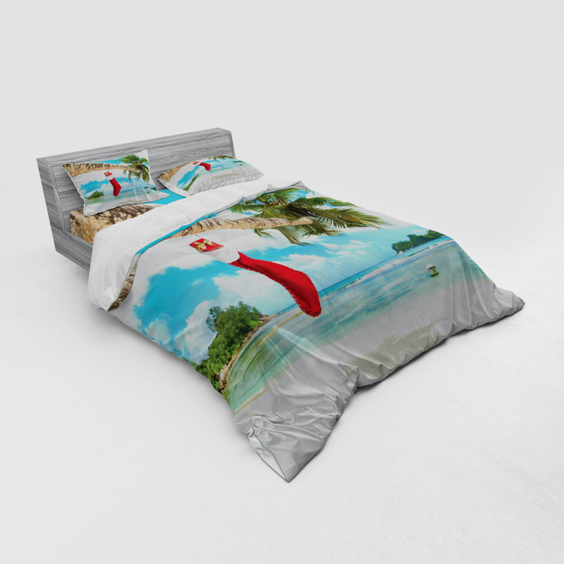 Coastal Floral Duvet Cover, Queen Duvet Cover + 3 Additional Pieces