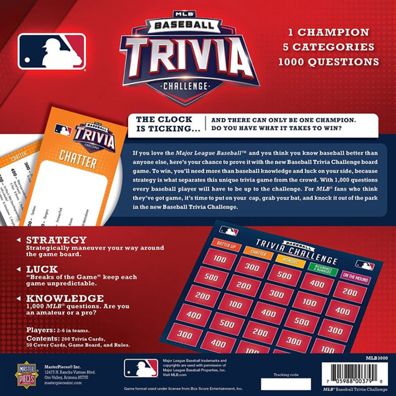 MasterPieces Puzzle MLB Baseball Trivia Game