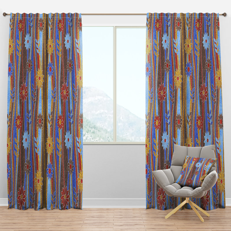Panneau de rideau simple semi-diaphane avec passe-tringle Mid-Century, l 52 po x L 120 po