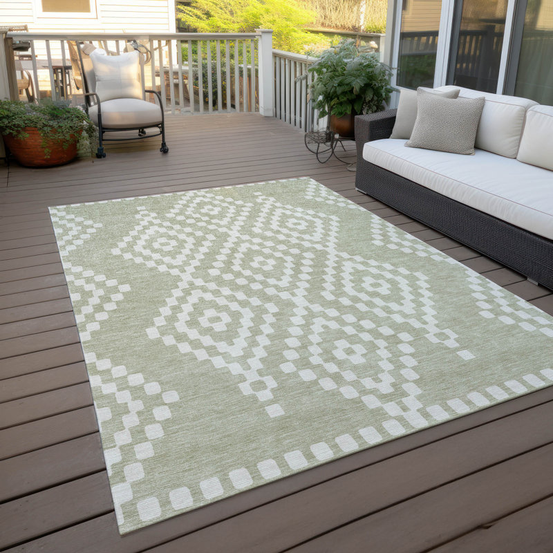 Malek Indoor/Outdoor Area Rug with Non-Slip Backing, Rectangle 9' x 12'