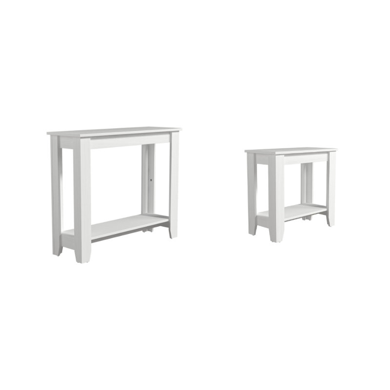 Ensemble de table de salon 2 pièces Weddel Basilico, Perle chêne blanc, Chêne noueux, 2 Pieces: Console Table, End Table