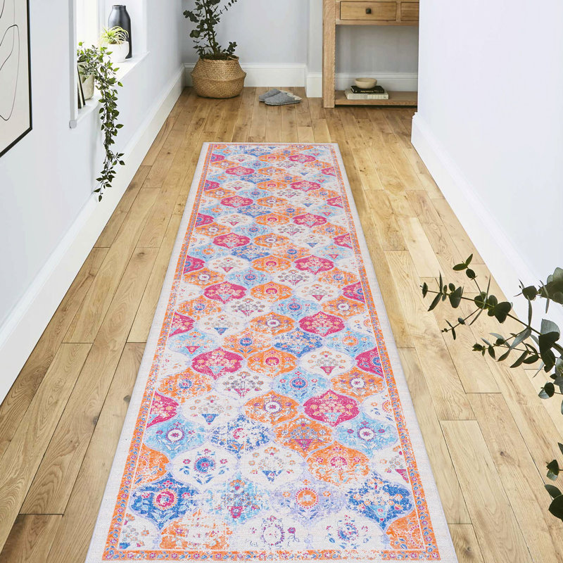 Area Rug 2'6''X10' Cream Washable, Low-Pile Non-Slip For Living Room, Bedroom, Kitchen, Odorless Washable 2'6''X10', , Warm Tone