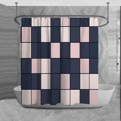 Rideau de douche à carreaux Naudia