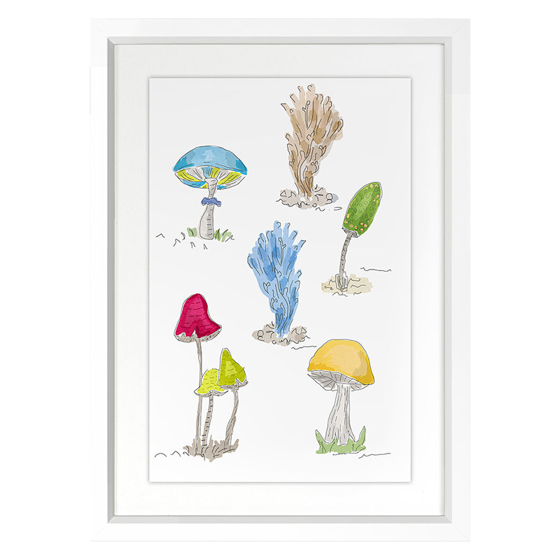 Mushrooms 1 Print by Dana Gibson, White, 32" H x 24" W x 1.25" D