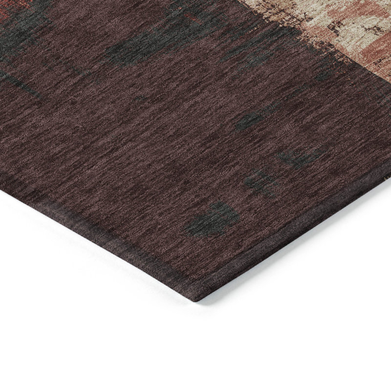 Tapis extérieur lavable abstrait brique rouge et rouge 9 pi x 12 pi