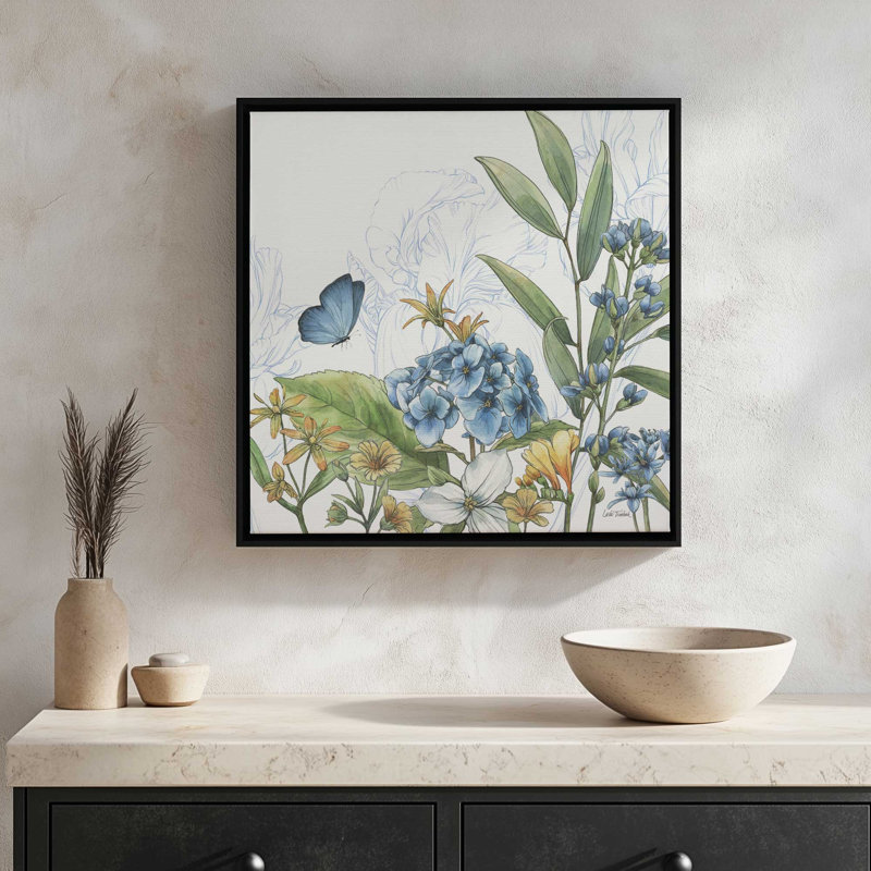 «Blue Botanica III» par Leslie Trimbach, reproduction d'art, 37.5" H x 37.5" W, White, Framed Canvas