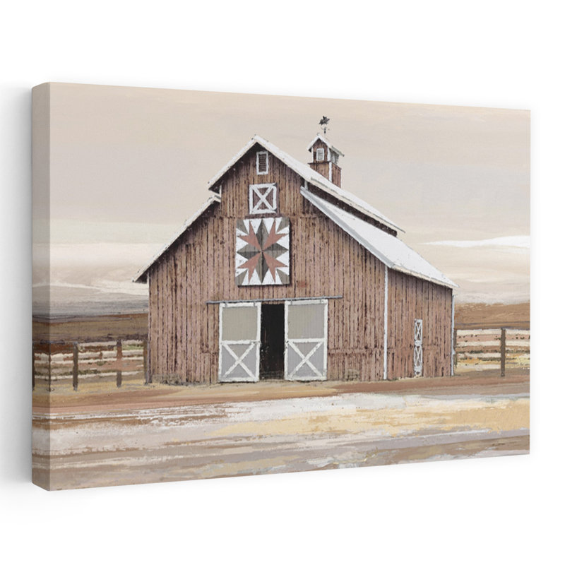 Farmstead - Art contemporain de grange de ferme grange brune, H 24 po x l 16 po