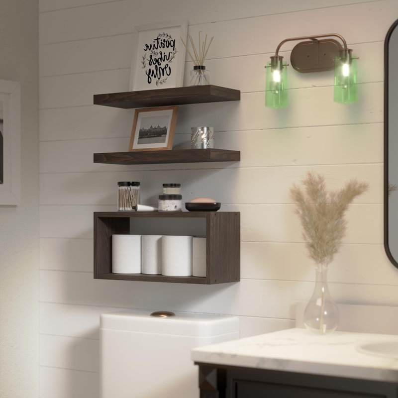 3 Piece Floating Shelf, Walnut