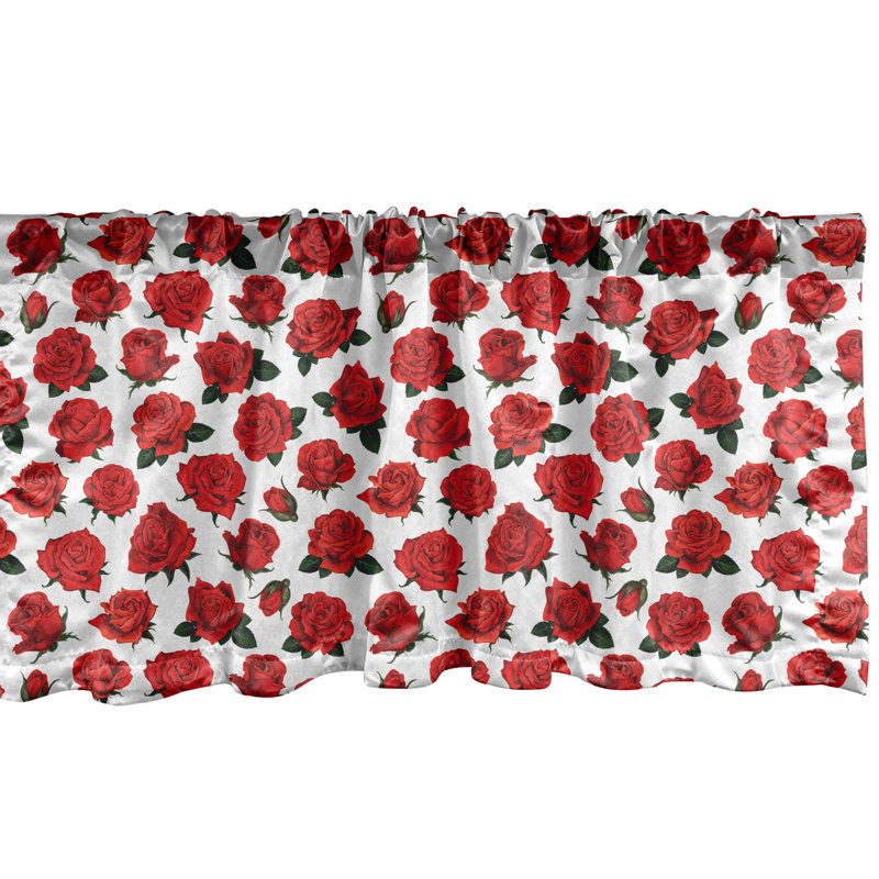 Cantonnière Ambesonne Roses, ensemble de 2 valentines romantiques 92247, L 54 po x L 12 po