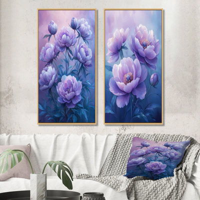 Pivoines mauves pétales d'élégance I - Collection d'art mural floral 2 pièces