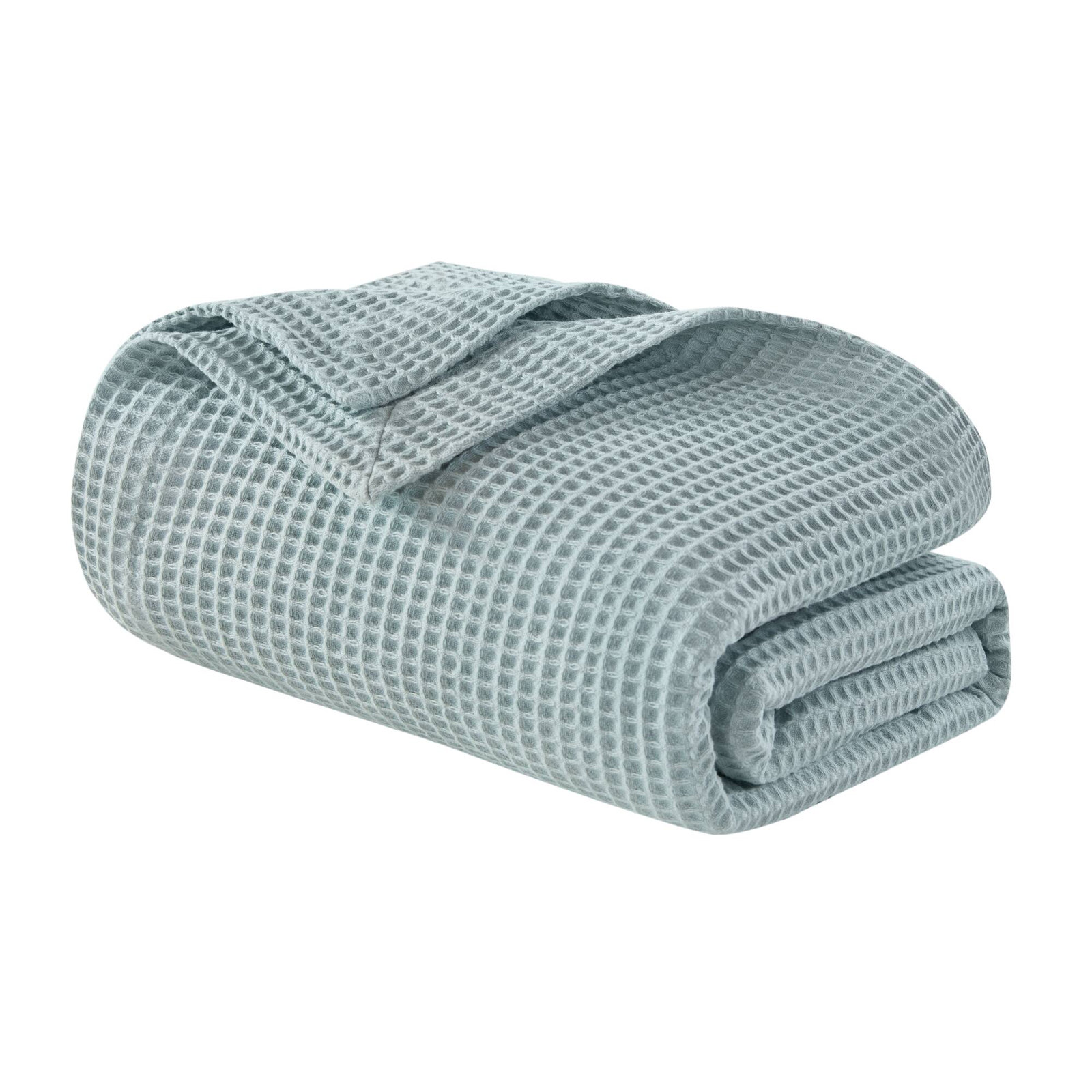 Waffle Weave 100% Cotton Blanket, Twin, Aqua