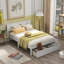 Lit plateforme double avec tiroirs sous le lit, blanc