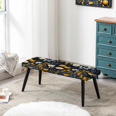 Scandinavian Modern Elegant Florals - Banc rembourré floral noir