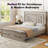 Farmhouse Wood Platform Queen Bed Frame with 54" Tall Geometric Headboard & Footboard, Gray-1552661373-1552661370