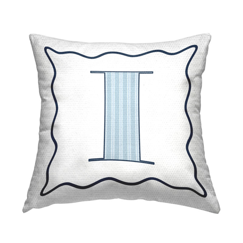 Coussin décoratif à pois bleu lettre intérieur / extérieur, I