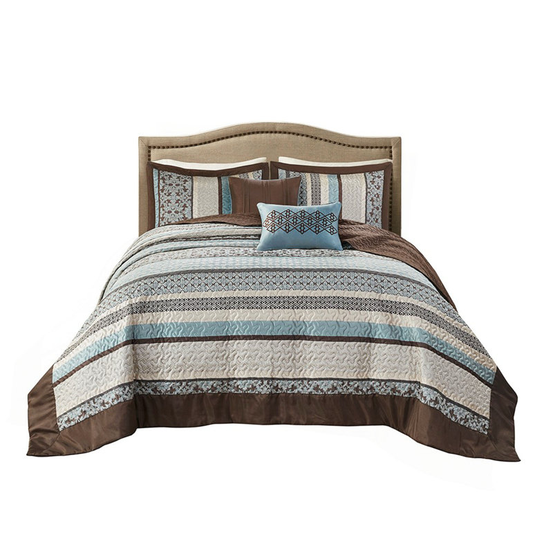 Ensemble de couvre-lit réversible 5 pièces en jacquard
