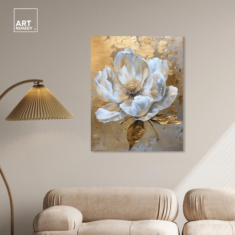 Athenas Flower Canvas Glamorous Feminine Wall Art by Art Remedy, Wrapped Canvas, 36" H x 30" W