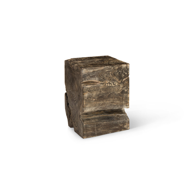Black Wash Solid Wood Square Accent Stool