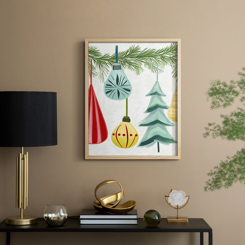 «Christmas Holiday Art CCLxxi», reproduction d'art encadrée - bois massif, H 15 po x l 12 po, Naturel