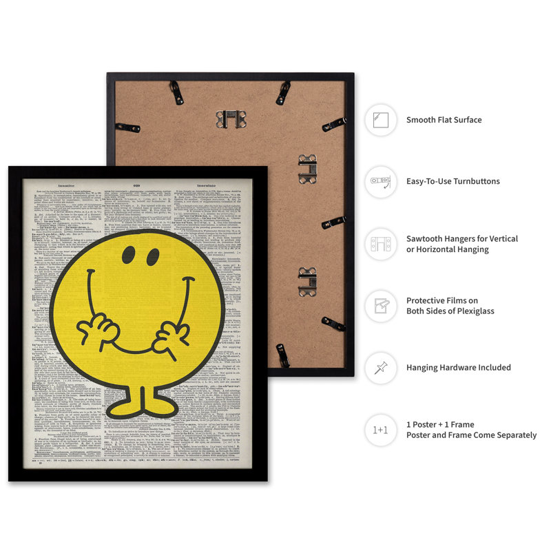 Mr. Happy, Black Framed, Poster, 11"H x 14"W