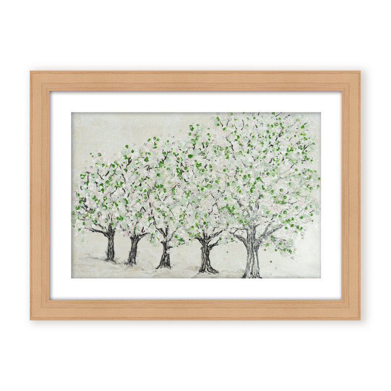 Nature Inspired "Springtime Serenity" Canvas Wall Art By , 12" H x 16" W, Framed Matted Print, Beige