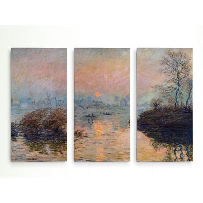 " Sunset On The Seine " by Claude Monet 3 - Pieces Painting Print