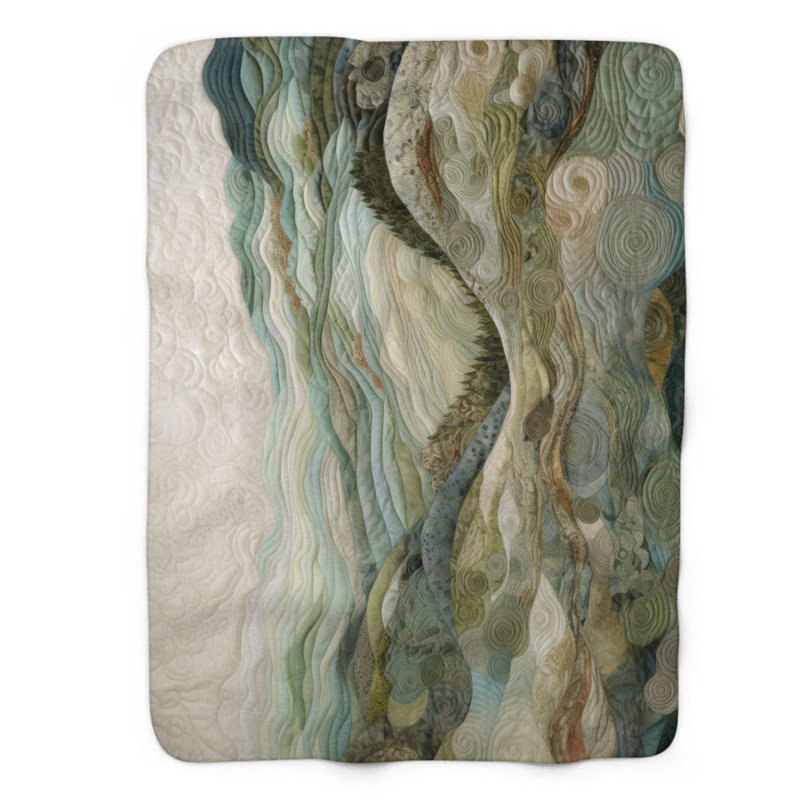 Couverture en sherpa de qualité supérieure 1 pièce Meadow Montage Mosaic, Lit simple