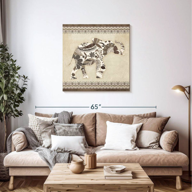 Brampt Neutral Boho Elephant, 36" H x 36" W