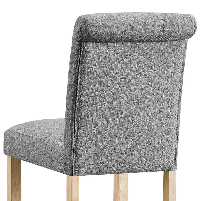 Grey Counter Height Stools (2) - Button Back, Solid Wood Base, Padded Seat For Dining Area Of 2 Comfortable
