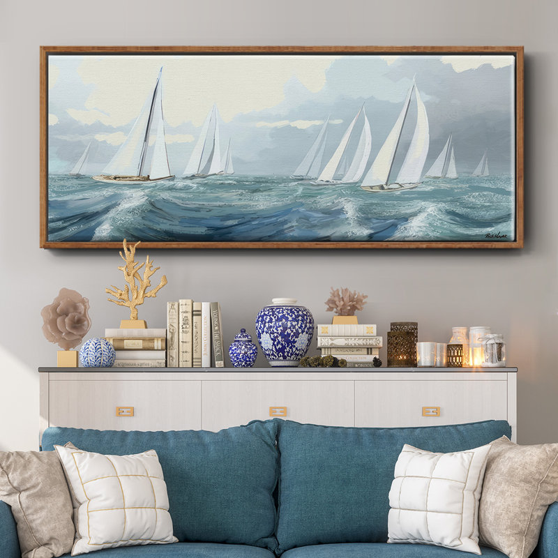 Sail Ho- Framed Canvas, 20" H x 50" W