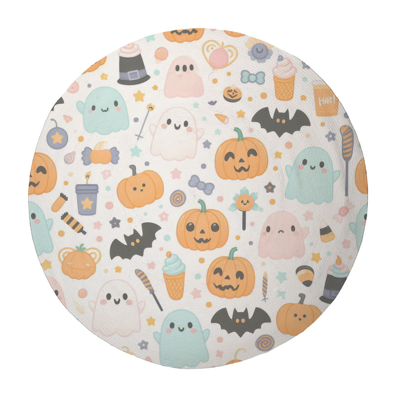 Light Haunted Whispers Braided Rug, Round 5'