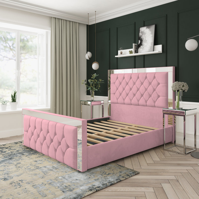 Upholstered Bed, Small Single (2'6), Pink