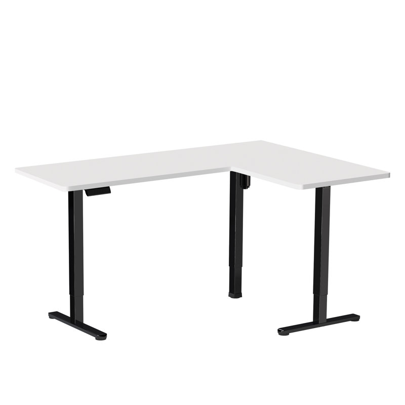 VIVO Electric Corner Standing Desk, White/Black, 55" x 63"
