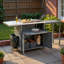 Chariot pour îlot de cuisine pour l'extérieur avec support à déchets, plateau pliable, panneau Lron extensible et espace de rangement-126142060