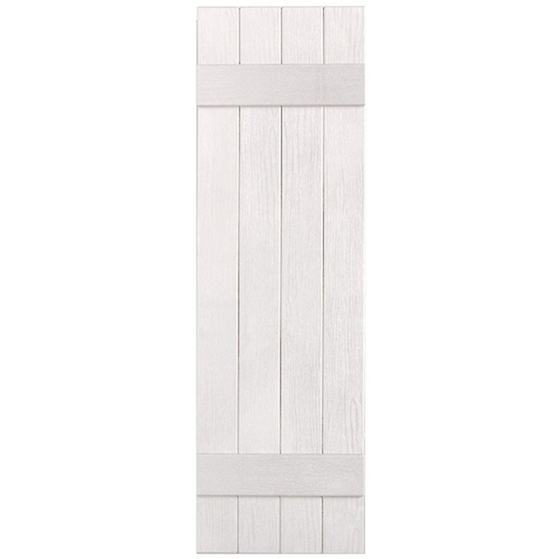 Paire de volets en vinyle fermés à deux lattes et quatre planches, 24 po, Blanc