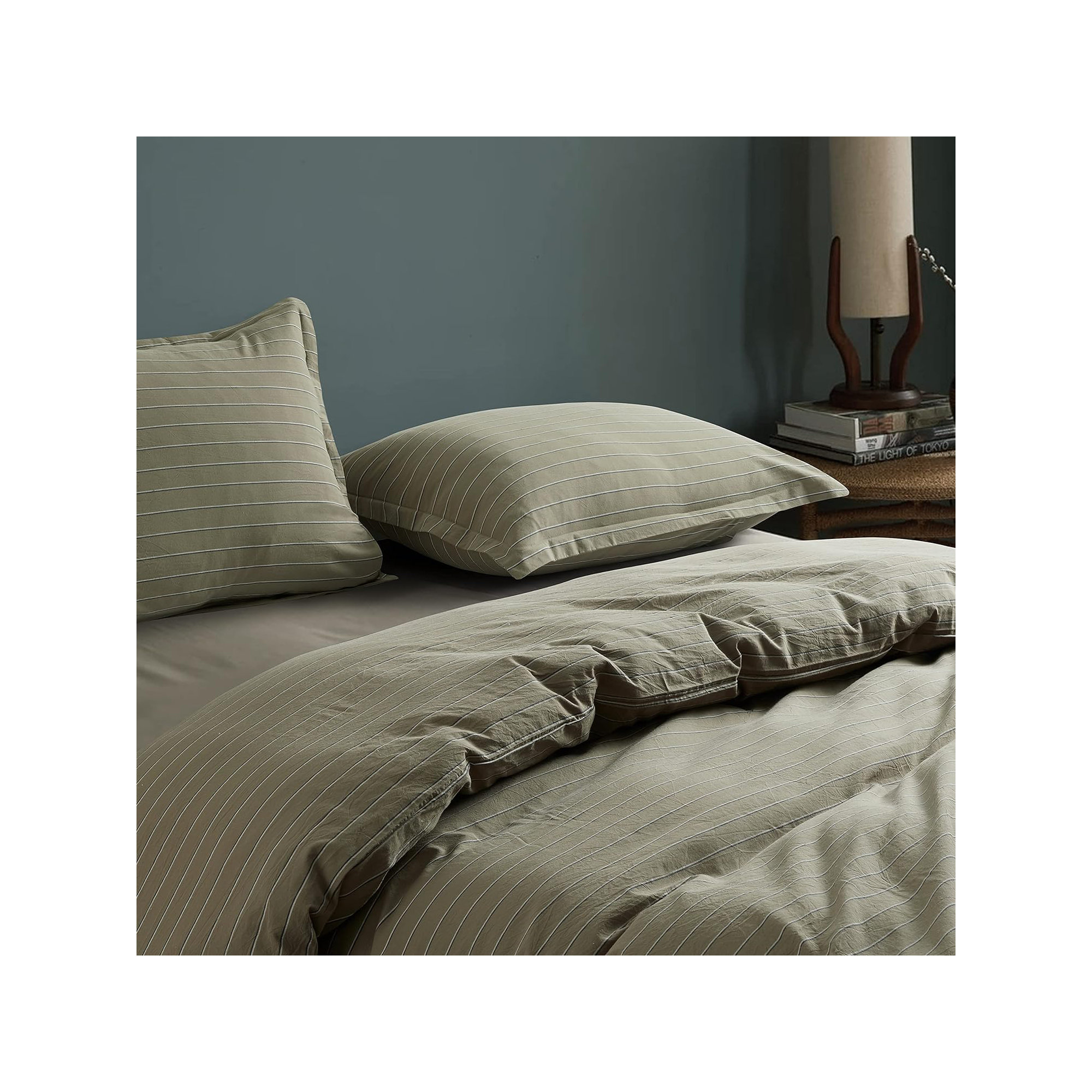 Dione Cotton Percale Duvet Cover Set, Queen Duvet Cover + 2 Queen Shams