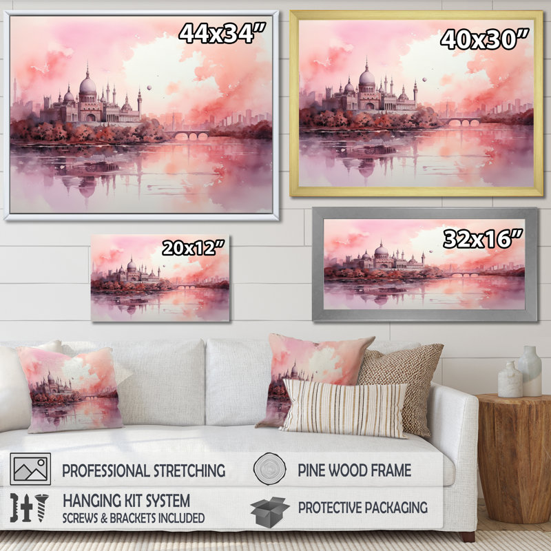 Médiévale majestueuse sur toile, Toile tendue, H 34 po x l 44 po x P 1,5 po