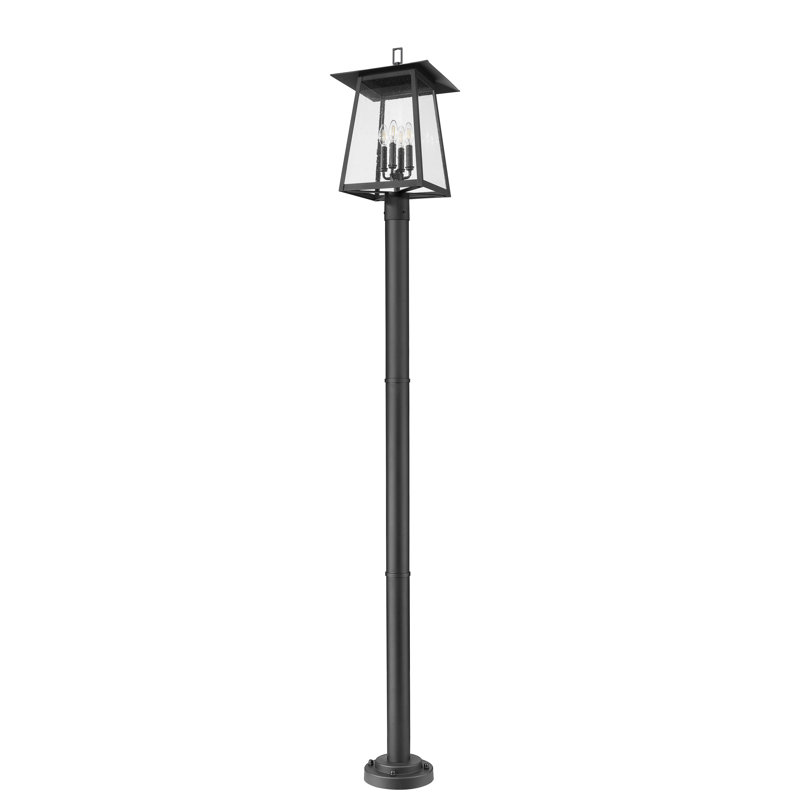 Luminaire d'extérieur sur pied 4 lumières Solis en noir
