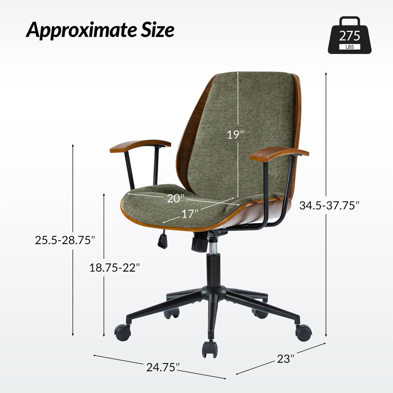 Chaise de bureau Oswina, Vert