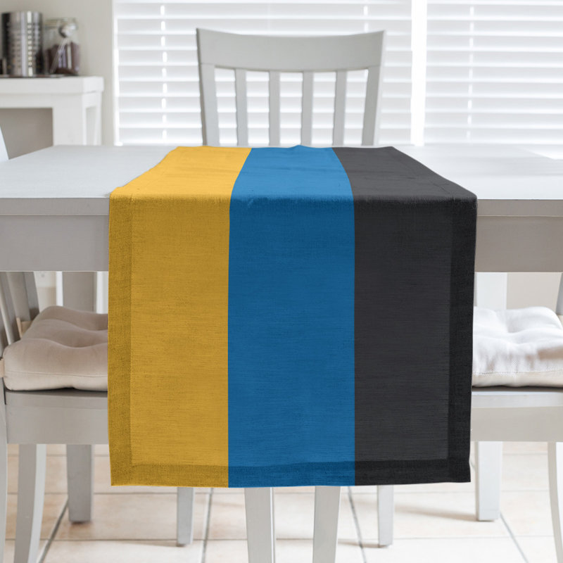 Golden State Basketball Table Runner, Golden Yellow/Royal Blue/Slate, Cotton Twill, 72" L x 16" W