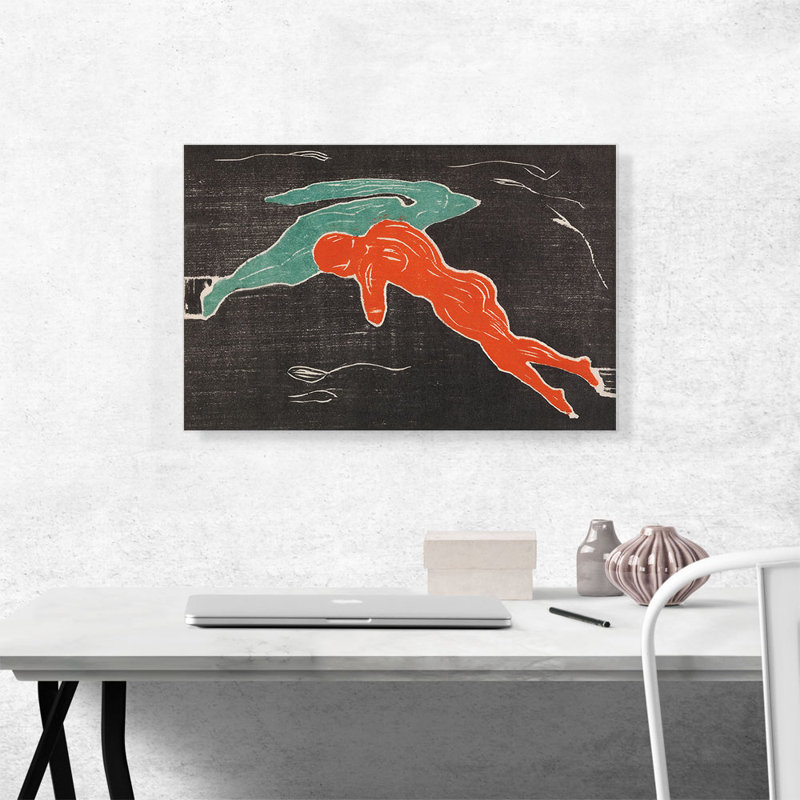 «Encounter in Space 1899» par Edvard Munch, reproduction d'art sur toile tendue, H 18 po x l 26 po x P 0,75 po