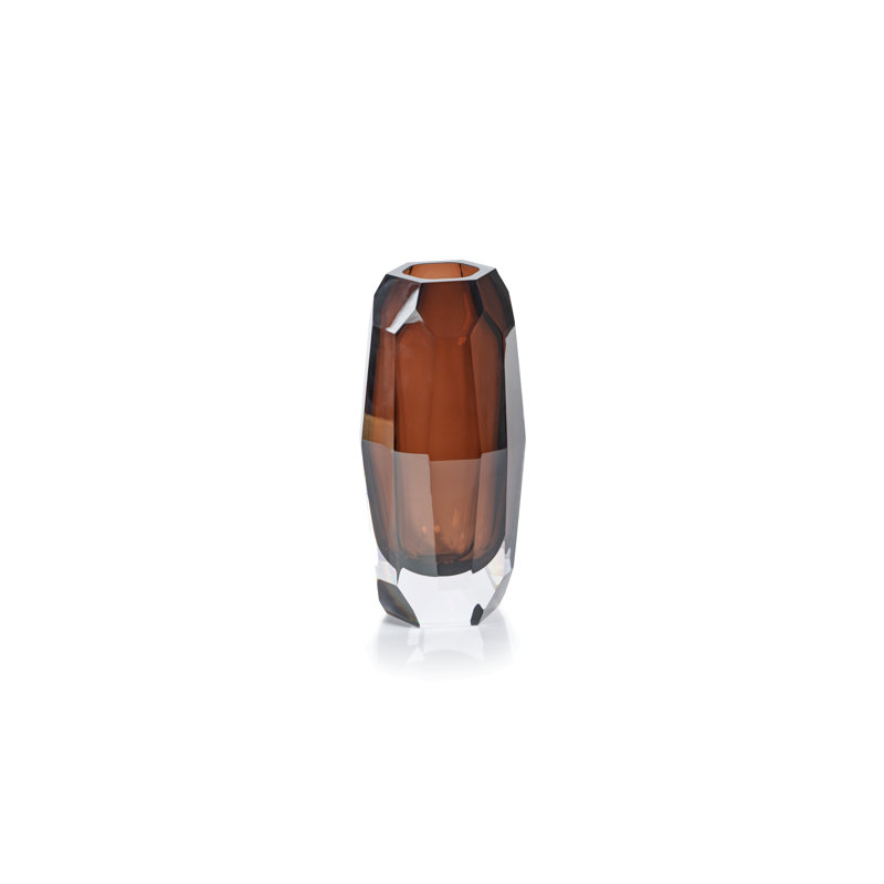 Vase de table en verre Kristanne, H 9,5 po x l 4 po x P 4 po, Amber