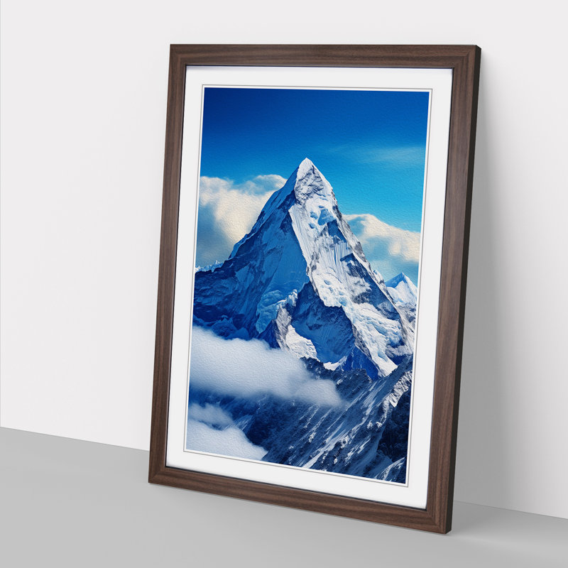 Mount Everest Constructivism - Single Picture Frame Print on Wood, Walnut Framed, 46cm H x 34cm W x 2cm D