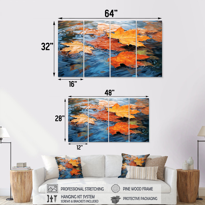 Carwile - Ensemble d'art mural 4 feuilles, H 28 po x l 48 po