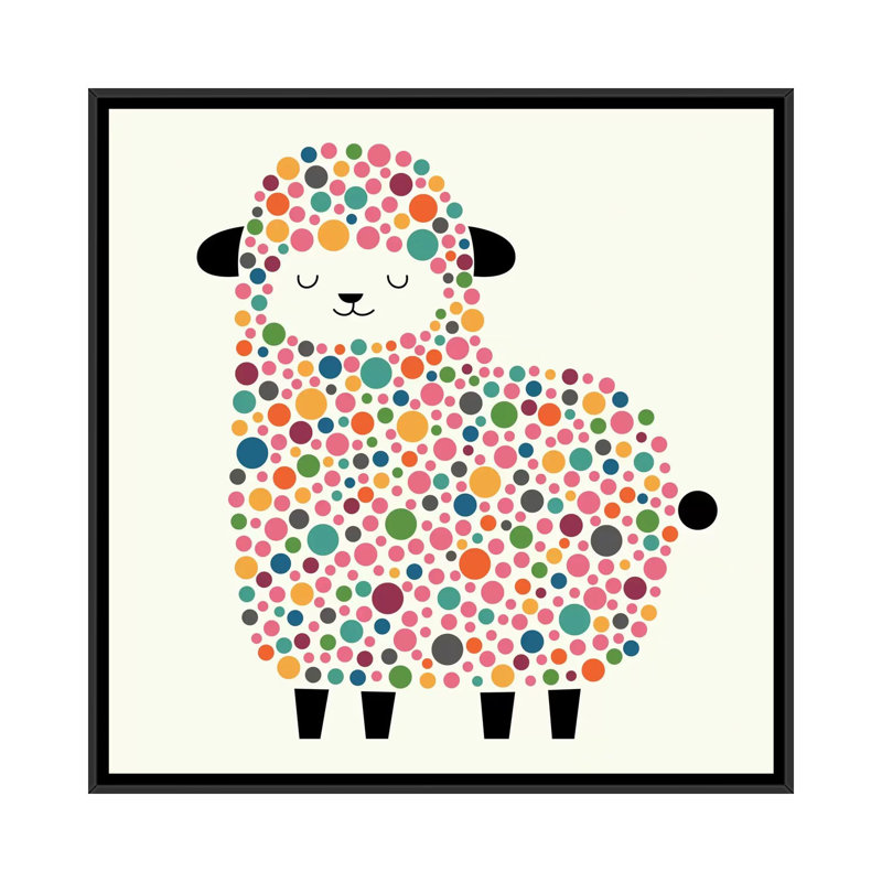 Art sur toile Adda Bubble Sheep, H 18 po x l 18 po x P 1,5 po, Toile encadrée noire, Non mat