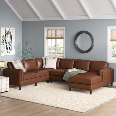 122" Wide Leather Match Left Hand Facing Corner Sectional by Sand & Stable