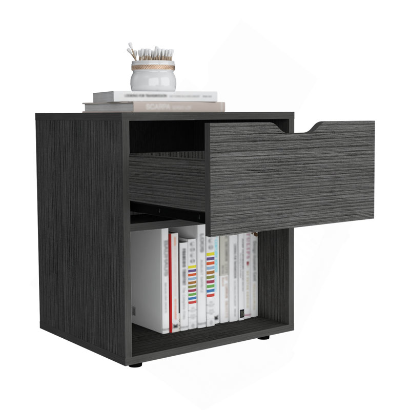 Table de bout haute 19,7 po avec tablette ouverte Aberdeeen, Gris clair