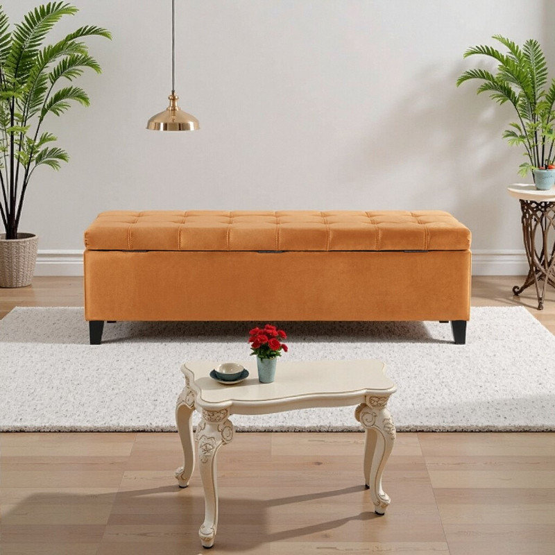 Flip Top Storage Bench, Burnt Orange