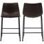 Tabourets à hauteur de comptoir brun et noir (ensemble de 2) avec sièges confortables en similicuir et design industriel