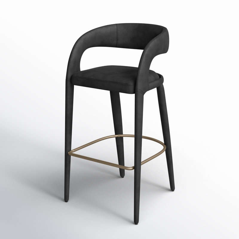 Arshaluys Modern Leatherette Bar Chair, 41.3" H x 22.8" W x 21.2" D, Black
